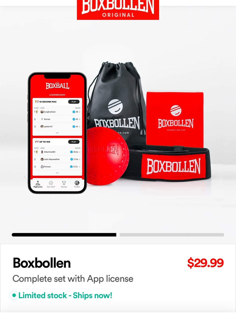 Boxbollen Home Boxing Set in Red and Black